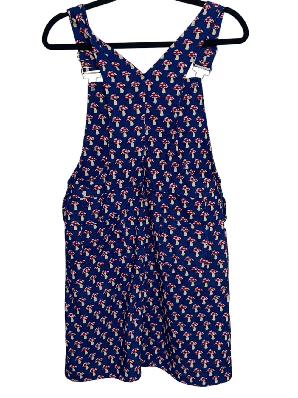 SM Wardrobe Dress Womens Medium Mushroom Print Corduroy Jumper Overall Pockets